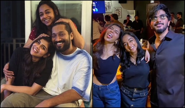 Santhy Balachandran with Kalyani Priyadarshan, Dominic Arun and Dulquer Salmaan