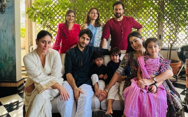 Sara Ali Khan celebrates Raksha Bandhan with family; poses alongside Saif, Kareena Kapoor, Ibrahim, Taimur and more