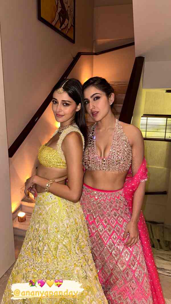 Sara Ali Khan and Ananya Panday at Manish Malhotra's Diwali bash