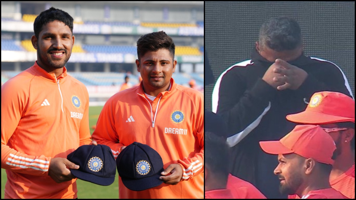 IND vs ENG - Fans react seeing Sarfaraz Khan's father in tears after son receives Indian Test debut cap
