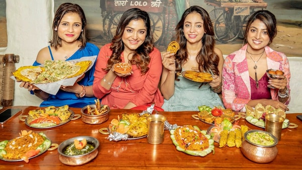 Sayantani Guhathakurta and her friends at the food festival