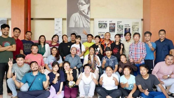 Seema with her students at the Manipur State Film and Television Institute in May 2023