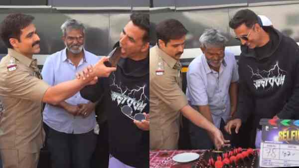 Selfiee: Watch Akshay Kumar and Emraan Hashmi celebrate film’s schedule wrap with a cake cutting