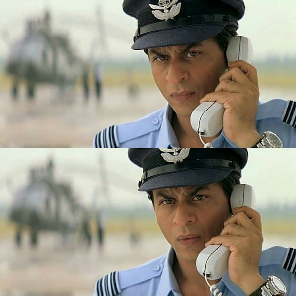 Shah Rukh Khan as an Indian Air Force officer in Veer Zaara.