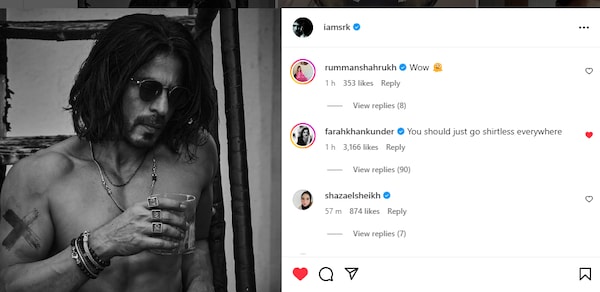 Farah Khan comments on Shah Rukh Khan's post.