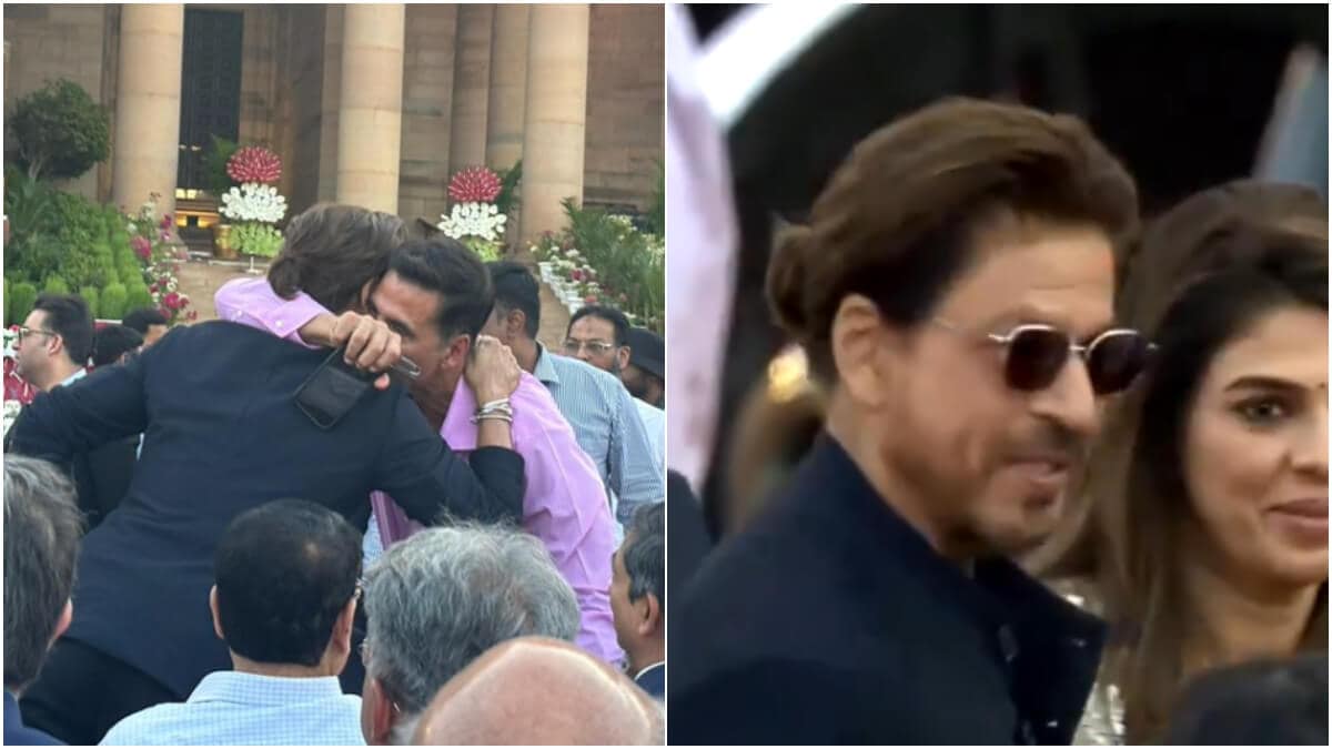 Shah Rukh Khan-Akshay Kumar share a hug at PM Modi's oath-taking ...