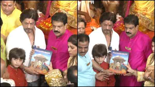 Watch: Shah Rukh Khan and son AbRam seek blessings at the famous Lalbaugcha Raja