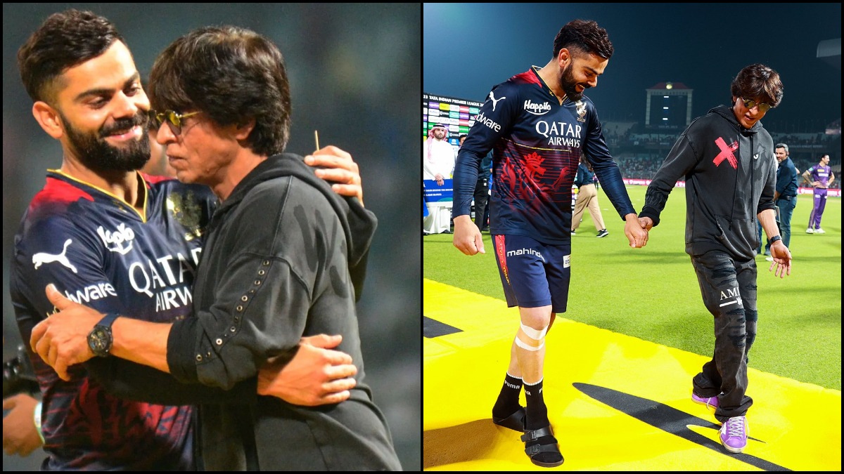 Watch Shah Rukh Khan hug Virat Kohli and teach him 'Jhoome Jo Pathaan' steps, netizens call it 'best moment of the day'