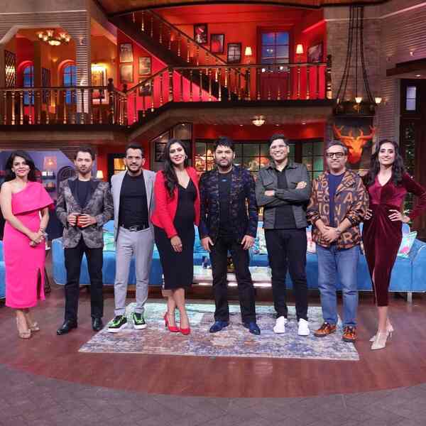 Ashneer Grover with other sharks on Kapil Sharma Show