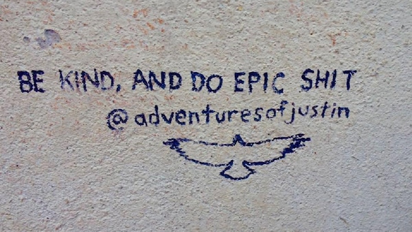 Shetler's inscription on a hostel wall in Nepal.