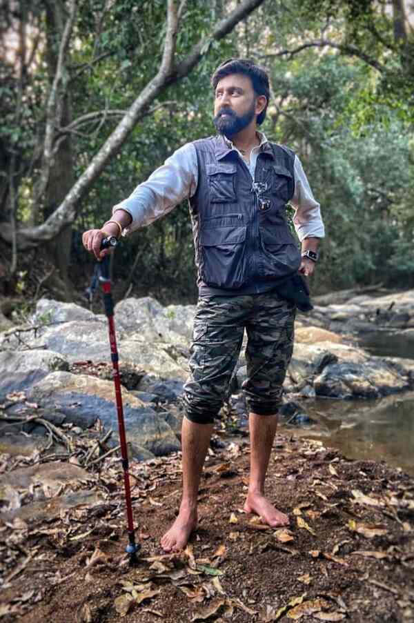 The image that Ramesh posted, captioned, 'Shivaji trekking in Yellapura'