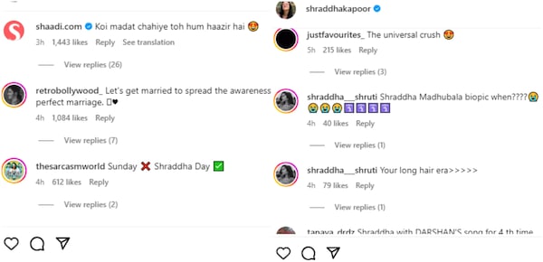 Shraddha Kapoor's post reaction