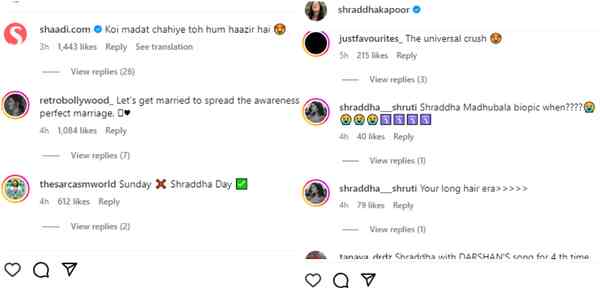 Shraddha Kapoor's post reaction