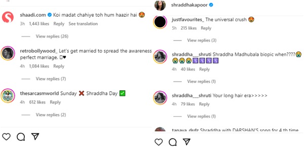 Shraddha Kapoor's post reaction
