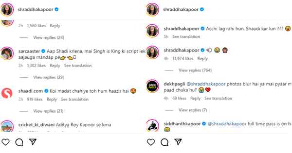 Shraddha Kapoor's post reaction