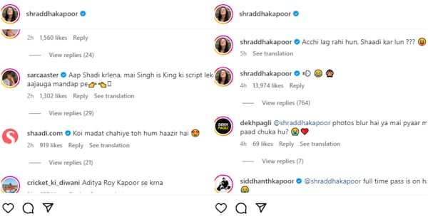 Shraddha Kapoor's post reaction