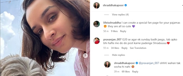 Shraddha Kapoor's Instagram updates.