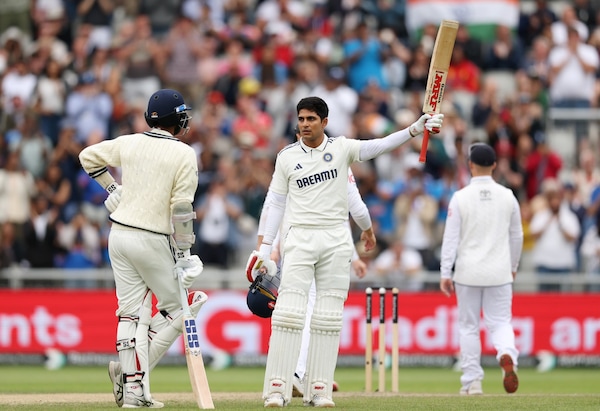 Shubman Gill became only the third captain to score 4 test centuries in a series. Image | BCCI on X