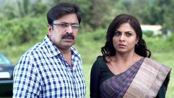 Siddique and Asha Sharath in a still from Drishyam 2