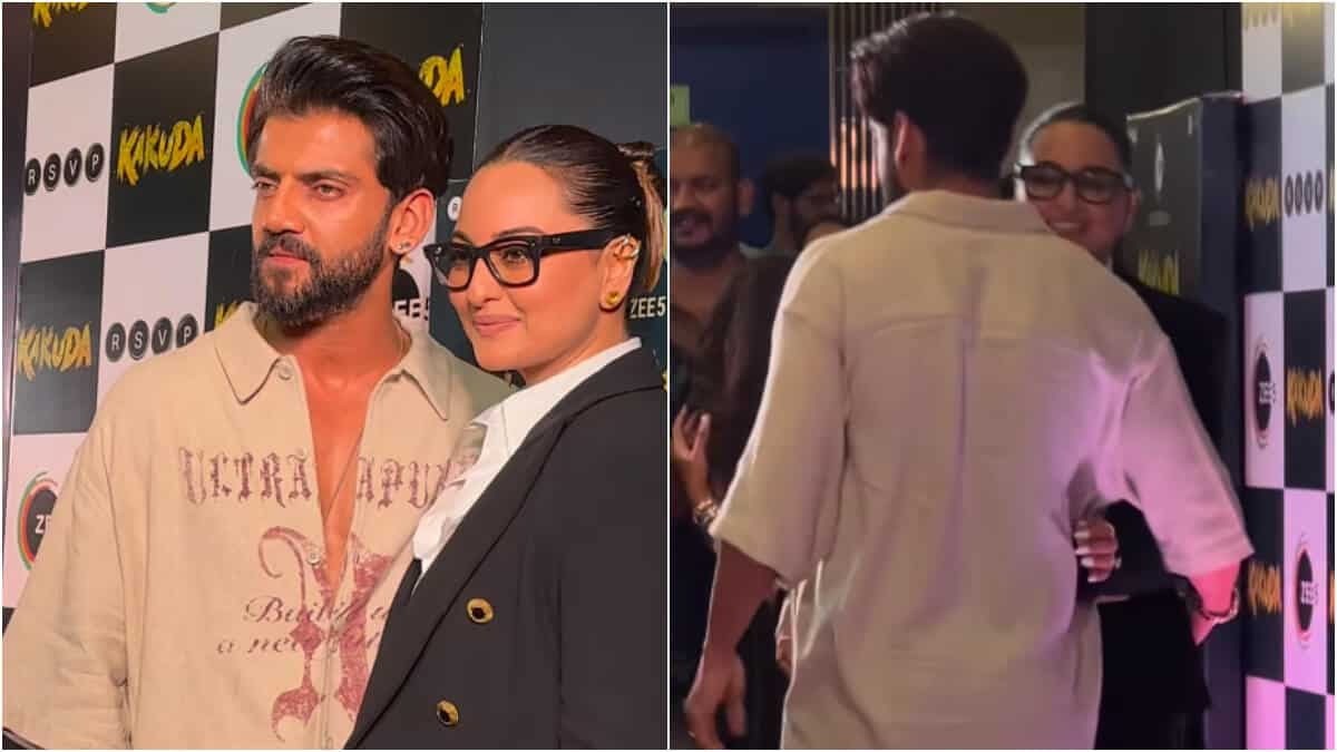 Newly weds Sonakshi Sinha and Zaheer Iqbal steal the show with a warm hug at Kakuda premiere | Watch