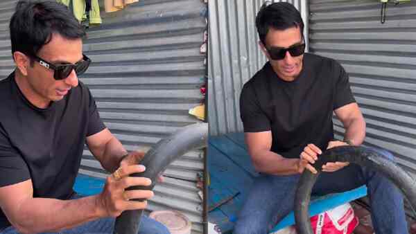 Watch video: Sonu Sood spotted working at 'puncture ki dukaan'