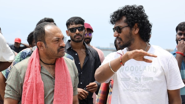 Soubin Shahir and Lokesh Kanagaraj at Coolie location.
