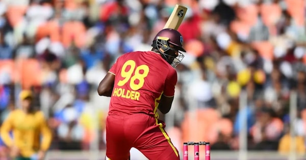 Jason Holder played an outstanding knock of 49 to help rescue the West Indies' innings. Image | ICC