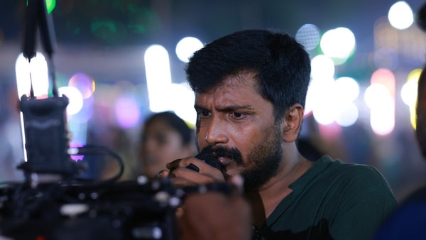 SU Arun Kumar during the shoot of Veera Dheera Sooran: Part 2.
