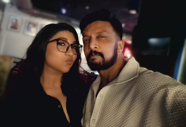 Sanvi with her dad, Kiccha Sudeep