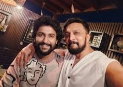 Nani with Sudeep at the latter's home in Bengaluru