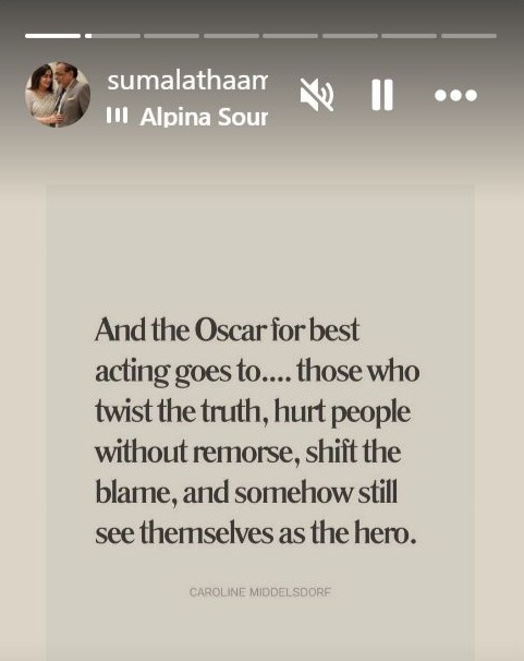Sumalatha's cryptic post