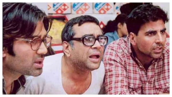 Suniel Shetty-Paresh Rawal-Akshay Kumar in a still from Hera Pheri 2