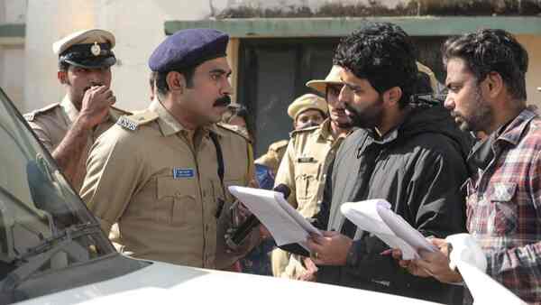 Suraj Venjaramoodu and Dijo Jose Antony on the sets of Jana Gana Mana