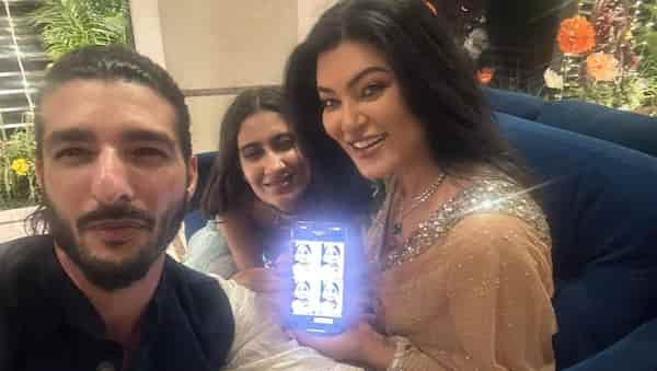 Sushmita Sen and Rohman Shawl with Renee Sen.