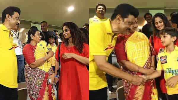 Shalini Ajith meets Tamil Nadu Chief Minister MK Stalin during IPL match at Chepauk; pictures of Stalin greeting Aadvik goes viral