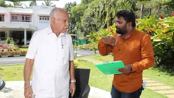 BSY with director Harish during the shoot