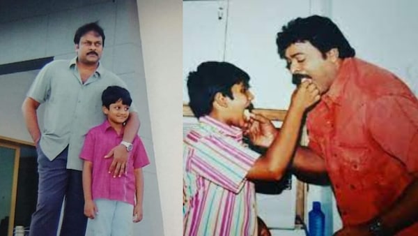 Teja Sajja with Chiranjeevi