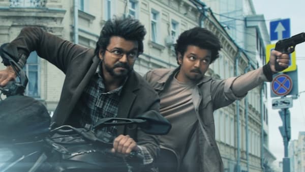 Thalapathy Vijay in a double role, in The GOAT Bday Shots video.