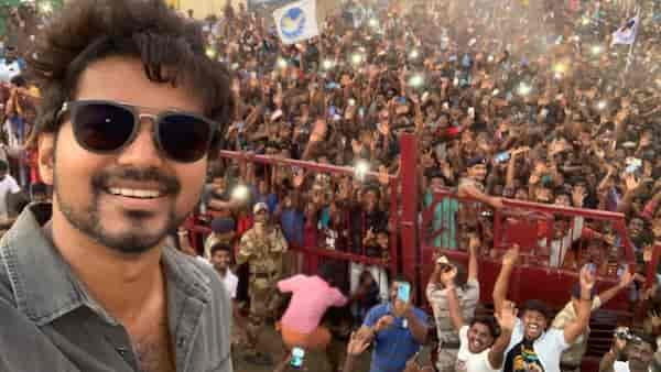 Thalapathy Vijay with his fans in Neyveli