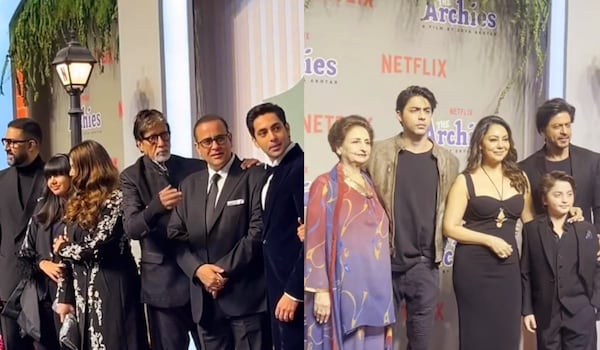 The Archies: Amitabh Bachchan and Shah Rukh Khan make grand entry at Agastya Nanda and Suhana Khan’s debut premiere in Mumbai