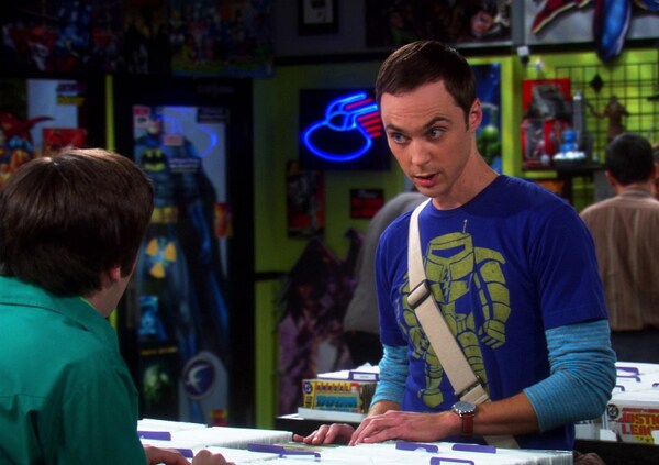 Sheldon in comic book store in The Big Bang Theory