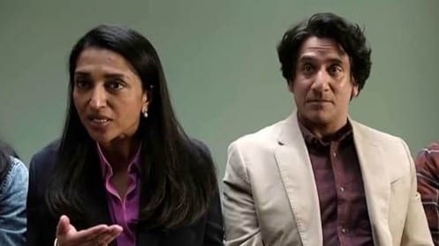 Sindhu Vee and Naveen Andrews in The Pradeeps of Pittsburgh