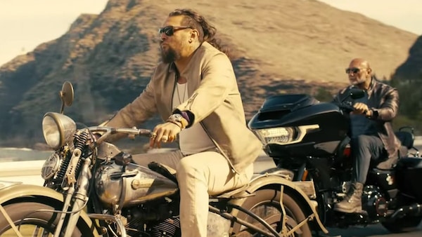 Jason Momoa and Dave Bautista in The Wrecking Crew