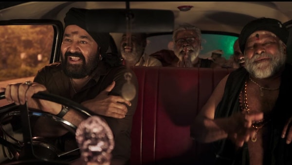 Mohanlal (left) in a still from Thudarum