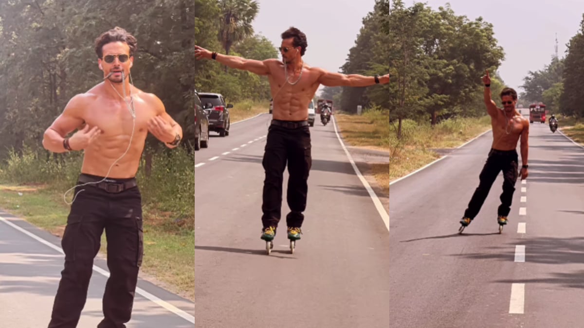 Tiger Shroff skates shirtless on a busy road to promote Ganapath ...