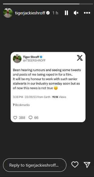 Tiger Shroff shared the statement on Instagram as well.