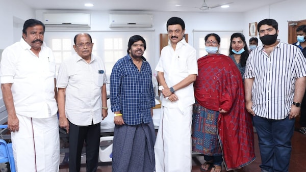 TN CM MK Stalin meets actor-director T Rajendhar at hospital