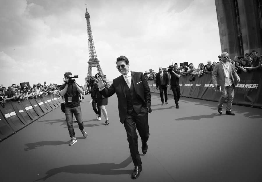 Tom Cruise in front of the Eiffel Tower