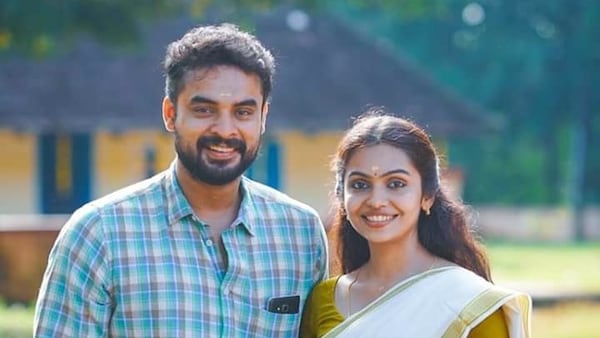 Tovino Thomas and Tanvi Ram during the shoot of 2403 ft in 2019