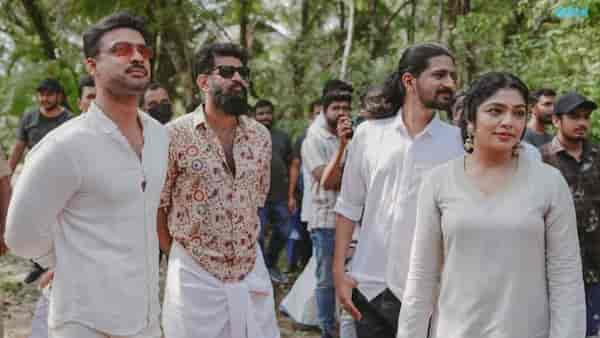 Tovino Thomas, Girish Gangadharan and Rima Kallingal during the pooja of Neelavelicham